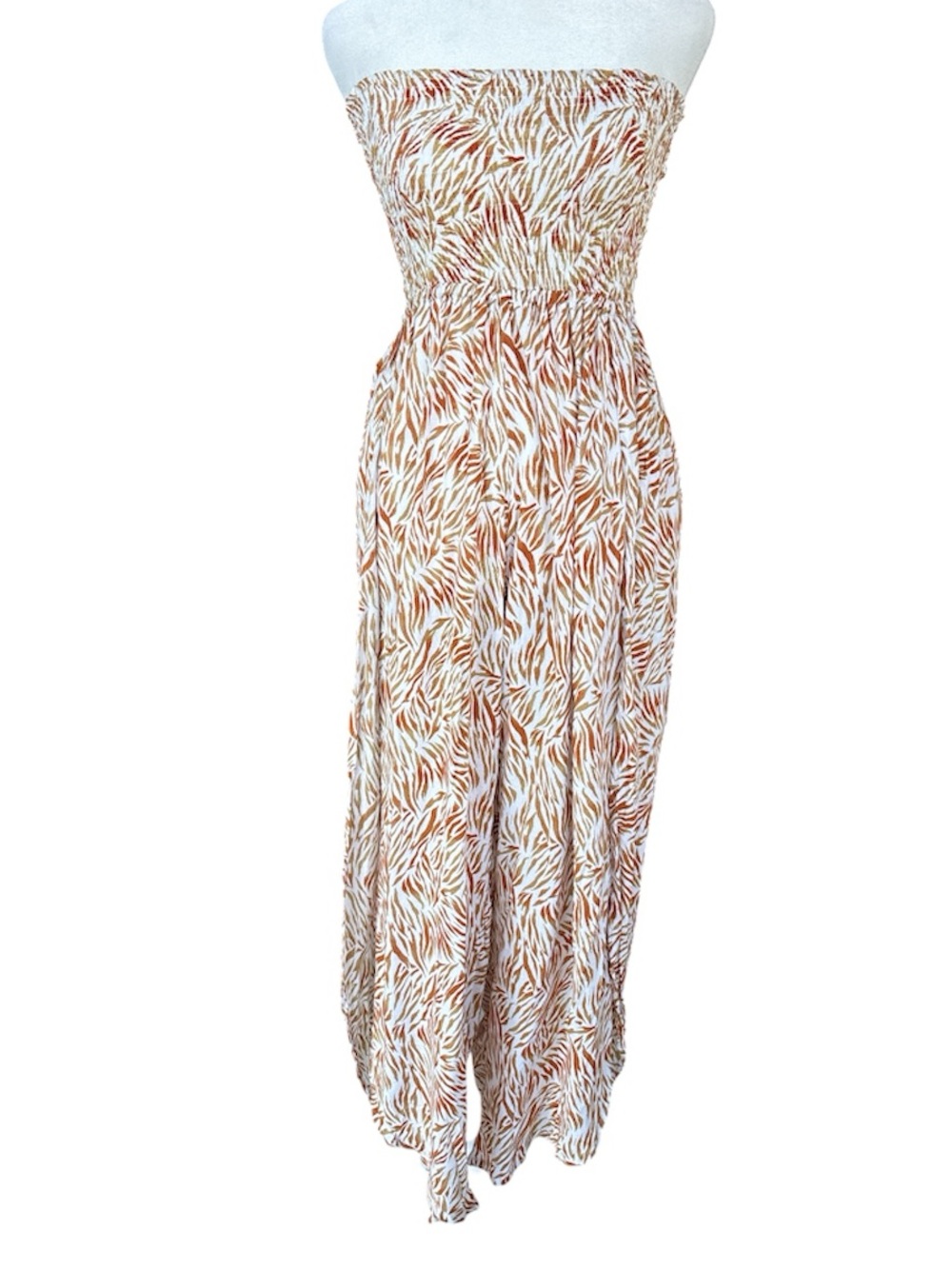 Tiare Hawaii Animal Print Strappy Back Jumpsuit Orange/Brown/White OS